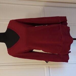 Macy's Style and Co. Burgundy V neck sweater women's size M